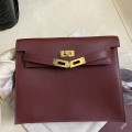 「#4024」 Hermes  Dark red gold buckle  Kelly Danse 28cmx20.5cmx7cm