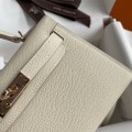 「#4195」 Hermès Epsom leather milkshake white second generation Mini Kelly gold buckle 19cm