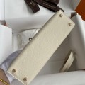 「#4195」 Hermès Epsom leather milkshake white second generation Mini Kelly gold buckle 19cm