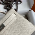 「#4196」 Hermès Epsom leather Milkshake White II Mini Kelly Silver Buckle 19cm