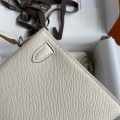 「#4196」 Hermès Epsom leather Milkshake White II Mini Kelly Silver Buckle 19cm