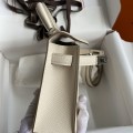 「#4196」 Hermès Epsom leather Milkshake White II Mini Kelly Silver Buckle 19cm