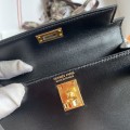 「#4197」 Hermes Imported Box Leather Black Second Generation Mini Kelly Gold Buckle 19cm