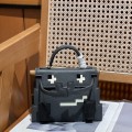 「#4199」Hermès black kelly doll mosaic doll bag 19cm