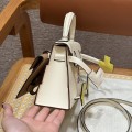 「#4200」Hermès Cream White Kelly Doll Mosaic Doll Bag 19cm
