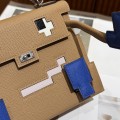 「#4204」 Hermes Milk Tea Kelly Doll Mosaic Doll Bag 19cm 「#4204」 Hermes Milk Tea Kelly Doll Mosaic Doll Bag 19cm