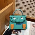 「#4205」 Hermes Velvet Green Kelly Doll Mosaic Doll Bag 19cm 「#4205」 Hermes Velvet Green Kelly Doll Mosaic Doll Bag 19cm