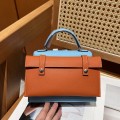 「#4206」 Hermes Candy Blue Kelly Doll Mosaic Doll Bag 19cm