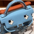 「#4206」 Hermes Candy Blue Kelly Doll Mosaic Doll Bag 19cm