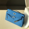 「#4207」 Hermès 1st Generation Swift Leather Narcissus Blue Silver Buckle Kelly Bag 22cm