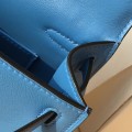 「#4208」 Hermès 1st Generation Swift Leather Water Fairy Blue Gold Buckle Kelly Bag 22cm