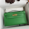 「#4209」 Hermès 1st Generation Swift Leather Bamboo Green Gold Buckle Kelly Bag 22cm