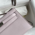 「#4212」 Hermès 1st Generation Swift Leather Dreamy Pink and Purple Silver Buckle Kelly Bag 22cm