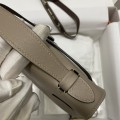 「#4213」 Hermès Swift Leather Turtle Grey Silver Buckle Kelly Bag 22cm
