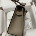 「#4213」 Hermès Swift Leather Turtle Grey Silver Buckle Kelly Bag 22cm