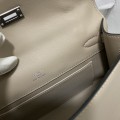 「#4213」 Hermès Swift Leather Turtle Grey Silver Buckle Kelly Bag 22cm