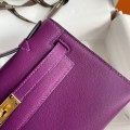 「#4215」 Hermès Swift Leather Anemone Purple Gold Buckle Kelly Bag 22cm