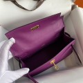 「#4215」 Hermès Swift Leather Anemone Purple Gold Buckle Kelly Bag 22cm