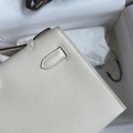 「#4218」 Hermès 1st Generation Swift Leather Milkshake Silver Buckle Kelly Bag 22cm