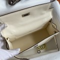 「#4218」 Hermès 1st Generation Swift Leather Milkshake Silver Buckle Kelly Bag 22cm