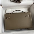 「#4220」 Hermès Swift Leather Elephant Gray Gold Buckle Kelly Bag 22cm