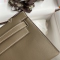 「#4220」 Hermès Swift Leather Elephant Gray Gold Buckle Kelly Bag 22cm