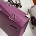 「#4222」 Hermès Epsom leather anemone purple silver buckle Kelly bag 25cm