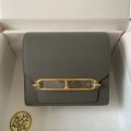 「#4028」 Hermes pig nose bag grey Gold buckle buckle Roulis 19cm 「#4028」 Hermes pig nose bag grey Gold buckle buckle Roulis 19cm