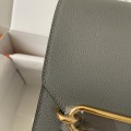 「#4028」 Hermes pig nose bag grey Gold buckle buckle Roulis 19cm 「#4028」 Hermes pig nose bag grey Gold buckle buckle Roulis 19cm