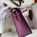 「#4223」 Hermès Epsom leather anemone purple gold buckle Kelly bag 25cm