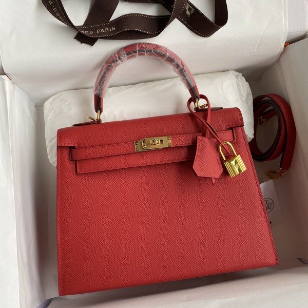 「#4224」 Hermès Epsom leather bright red gold buckle Kelly bag 25cm 「#4224」 Hermès Epsom leather bright red gold buckle Kelly bag 25cm