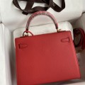 「#4224」 Hermès Epsom leather bright red gold buckle Kelly bag 25cm 「#4224」 Hermès Epsom leather bright red gold buckle Kelly bag 25cm