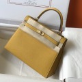 「#4225」 Hermès Epsom leather amber yellow gold buckle Kelly bag 25cm