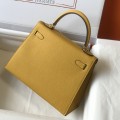 「#4225」 Hermès Epsom leather amber yellow gold buckle Kelly bag 25cm