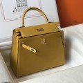 「#4225」 Hermès Epsom leather amber yellow gold buckle Kelly bag 25cm