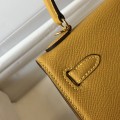 「#4225」 Hermès Epsom leather amber yellow gold buckle Kelly bag 25cm