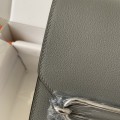 「#4027」Hermes Pig Nose Bag Grey Silver Buckle Roulis 19cm 「#4027」Hermes Pig Nose Bag Grey Silver Buckle Roulis 19cm