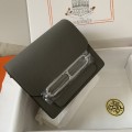 「#4027」Hermes Pig Nose Bag Grey Silver Buckle Roulis 19cm 「#4027」Hermes Pig Nose Bag Grey Silver Buckle Roulis 19cm