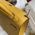 「#4226」 Hermès Epsom leather amber yellow silver buckle Kelly bag 25cm