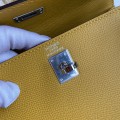「#4226」 Hermès Epsom leather amber yellow silver buckle Kelly bag 25cm