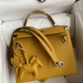 「#4226」 Hermès Epsom leather amber yellow silver buckle Kelly bag 25cm