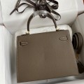 「#4228」 Hermès Epsom leather elephant grey gold buckle waxed thread Kelly bag 25cm