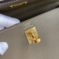 「#4228」 Hermès Epsom leather elephant grey gold buckle waxed thread Kelly bag 25cm