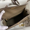 「#4228」 Hermès Epsom leather elephant grey gold buckle waxed thread Kelly bag 25cm