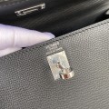 「#4229」 Hermès Epsom leather black silver buckle waxed thread Kelly bag 25cm 「#4229」 Hermès Epsom leather black silver buckle waxed thread Kelly bag 25cm
