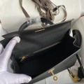 「#4230」 Hermès Epsom leather black gold buckle waxed thread Kelly bag 25cm