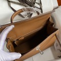 「#4231」 Hermès Epsom leather golden brown silver buckle wax thread Kelly bag 25cm