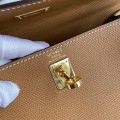 「#4232」 Hermès Epsom leather golden brown gold buckle wax thread Kelly bag 25cm
