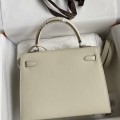 「#4233」 Hermès Epsom leather, milkshake white, silver buckle wax thread, Kelly bag 25cm
