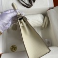 「#4233」 Hermès Epsom leather, milkshake white, silver buckle wax thread, Kelly bag 25cm